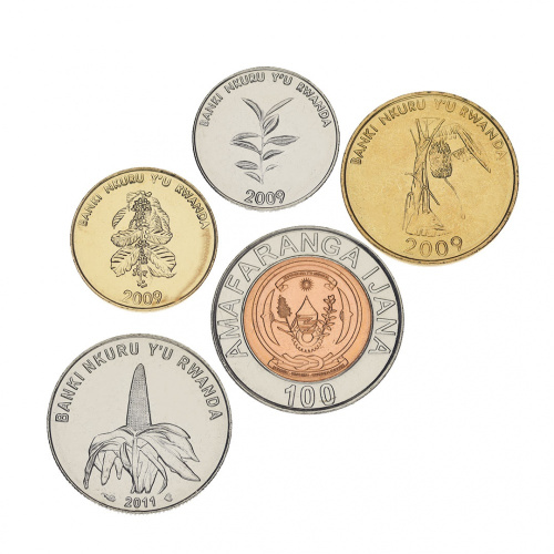 фото Руанда набор из 5 монет 2007-2011 UNC 5, 10, 20, 50, 100 франков