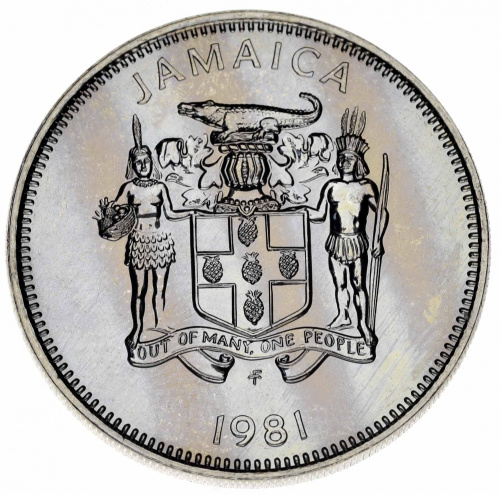 фото Ямайка 20 центов 1981 AU-UNC FAO ФАО Цветы (KM#90)