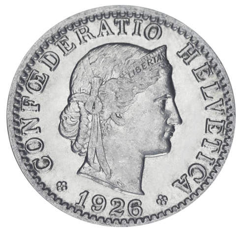 фото Швейцария 20 раппен 1926 F-VF