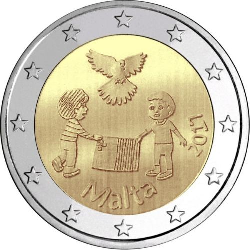 фото Мальта 2 евро 2017 «Мир» UNC