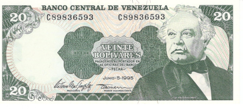 фото Венесуэла 20 боливар 1995 UNC (P63)