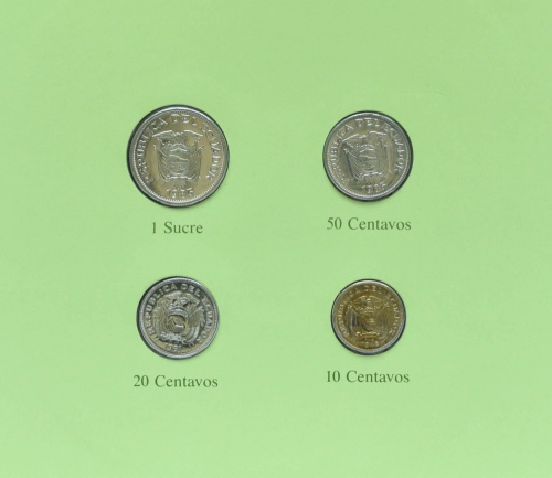 фото Эквадор Набор монет 1946-1985 UNC 10, 20, 50 сентаво, 1 сукре и 1 марка в сувенирной упаковке