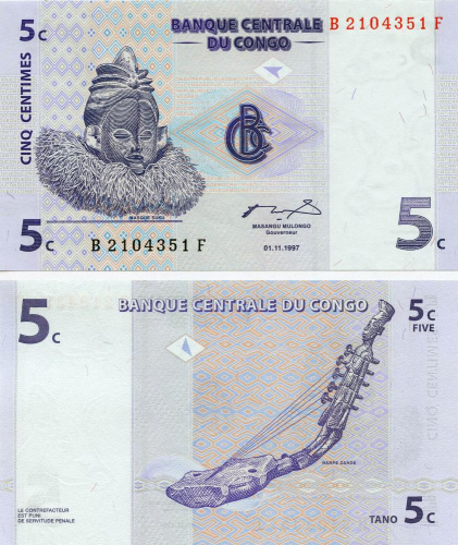 фото Демократическая республика Конго 5 сентим 1997 UNC (P81)