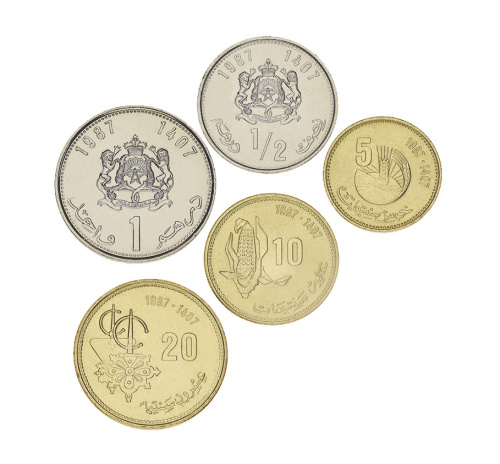 фото Марокко набор из 5 монет 1987 AU-UNC 5, 10, 20, 50 сантим, 1 дирхам