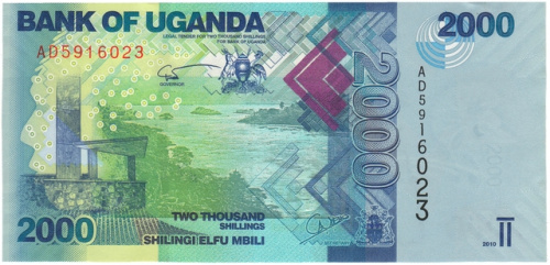 фото Уганда 2000 шиллингов 2010 UNC Рыба (P50a)