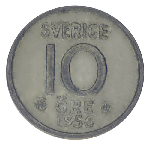 фото Швеция 10 эре 1956 Серебро F-VF (Ag 400, 1,45 грамм)