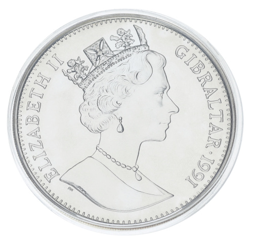 фото Гибралтар 1 крона 1991 Серебро Proof XXV Летние Олимпийские игры в Барселоне 1992 - Гонки колесниц