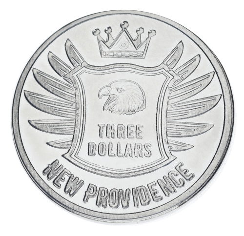 фото Нью Провиденс 3 доллара 2024 UNC Птица - Крикливый певчий сорокопут