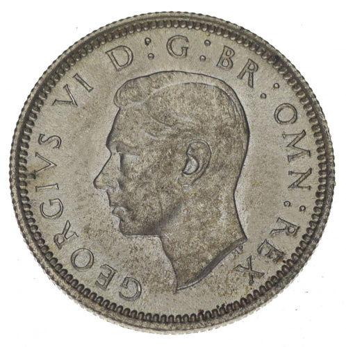 фото Великобритания 6 пенсов 1945 Серебро F-VF (Ag 500, 2,83 грамма)