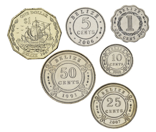 фото Белиз набор из 6 монет 1974-2010 AU-UNC 1, 5, 10, 25, 50 центов, 1 доллар