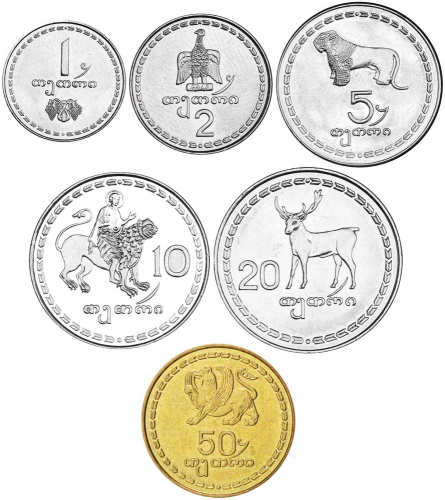 фото Грузия набор из 6 монет 1993 UNC