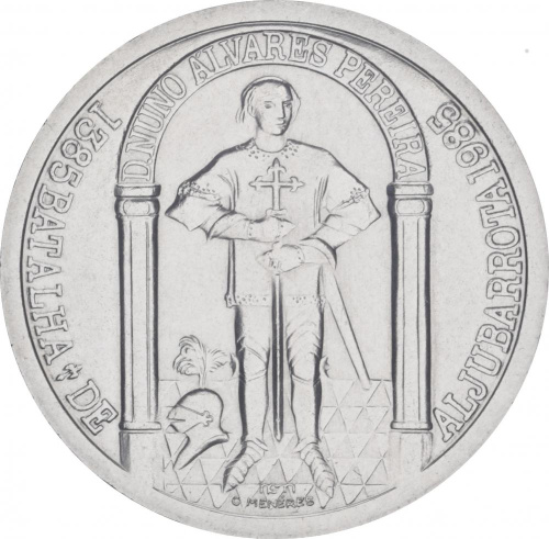 фото Португалия 100 эскудо 1985 «Сражение при Алжубарроте» AU-UNC (KM#630)