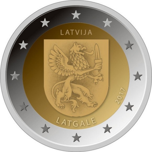 фото Латвия 2 евро 2017 «Область Латгалия. Герб» UNC