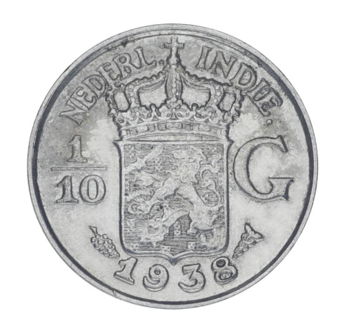 фото Нидерландская Индия 1/10 гульдена 1938 F-VF (Ag 720, 1,25 грамм)
