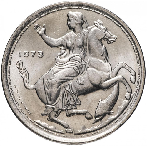 фото Греция 20 драхм 1973 UNC (KM#111)