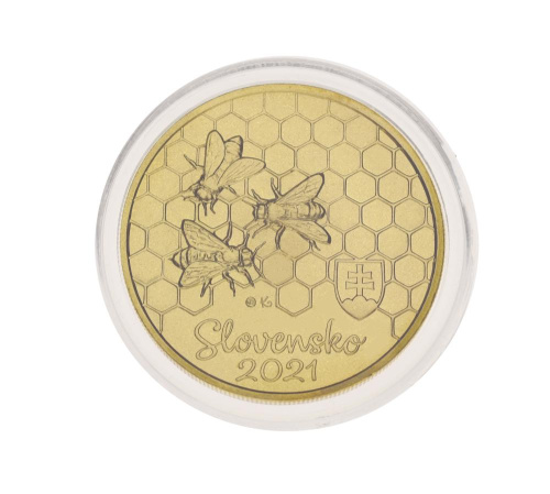 фото Словакия 5 евро 2021 UNC Насекомое - Медоносная пчела
