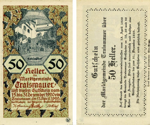фото Германия Нотгельд  50 пфеннигов 1920 F-VF Трайсмауэр