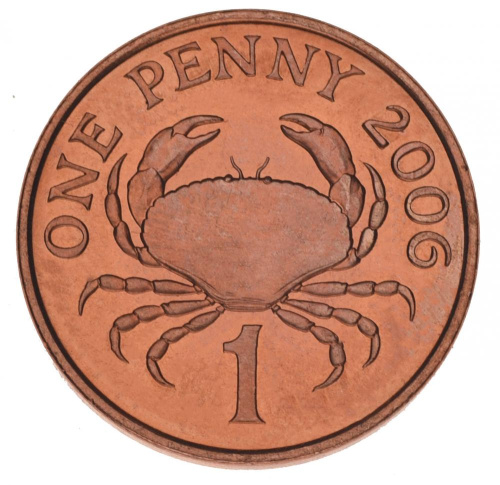 фото Гернси 1 пенни 2006 UNC Краб (KM#89)