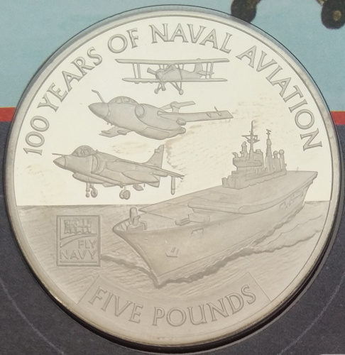 фото Гернси 5 фунтов 2009 «Военно-морской флот - 100 лет Военно-морской авиации» UNC (KM#222)
