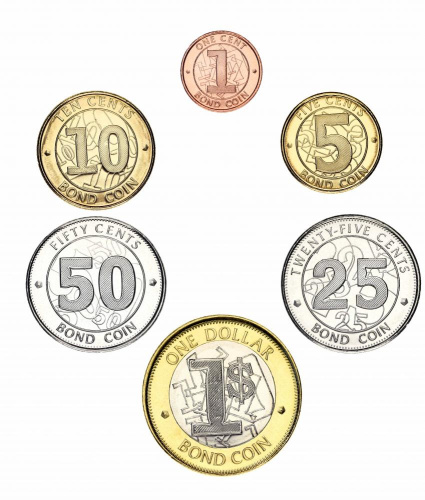 фото Зимбабве набор из 6 монет 2014-2017 UNC 1, 5, 10, 25, 50 центов, 1 доллар