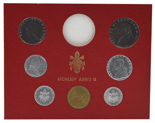 фото Ватикан набор из 7 монет 1964 AU-UNC 1, 2, 5, 10, 20, 50, 100 лир