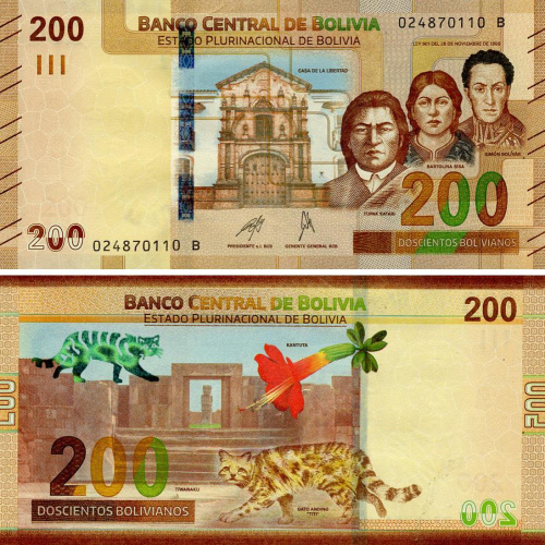 фото Боливия 200 боливиан 2025 UNC B (PW252)