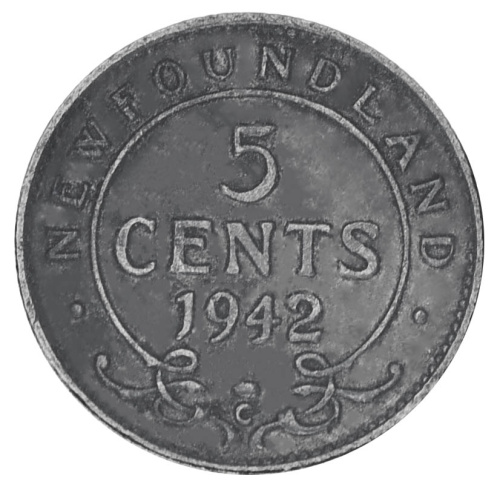 фото Ньюфаундленд 5 центов 1942 Серебро F-VF