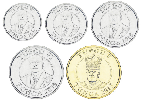 фото Тонга набор из 5 монет 2015 UNC 5, 10, 20, 50 сентити, 1 паанга