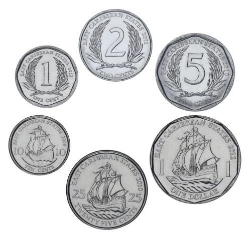 фото Восточные Карибы набор из 6 монет 2009-2013 UNC 1, 2, 5, 10, 25 центов, 1 доллар