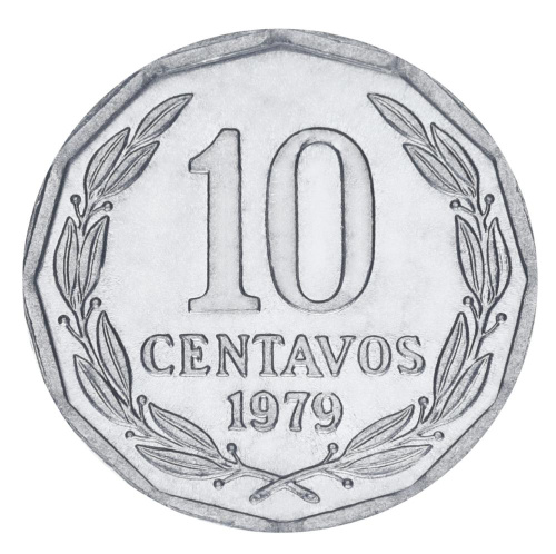 фото Чили 10 сентаво 1979 UNC Птица - Гриф
