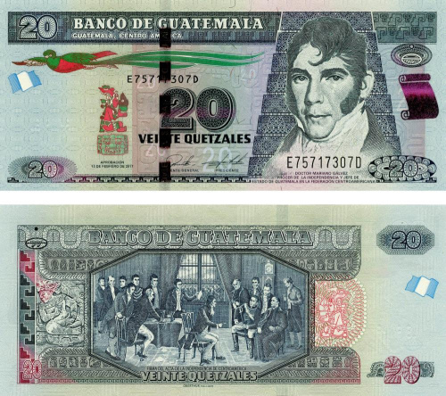 фото Гватемала 20 кетсалей 2017 (2019) UNC (P124)