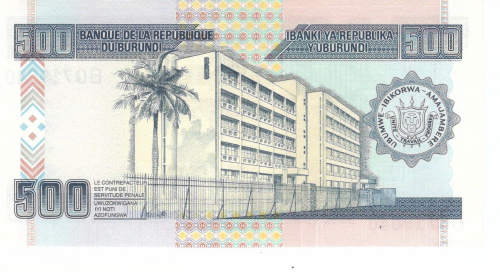 фото Бурунди 500 франков 2011 UNC (P45b)