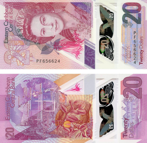 фото Восточные Карибы 20 долларов 2019 Полимер UNC (PW58)