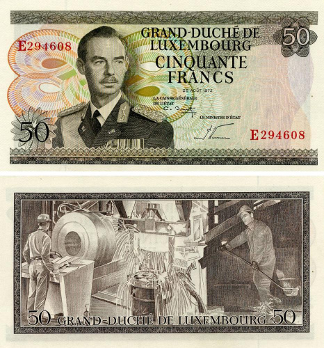 фото Люксембург 50 франков 1972 UNC (P55b)