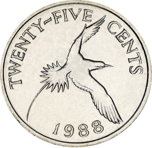 фото Бермуды 25 центов 1988 AU-UNC
