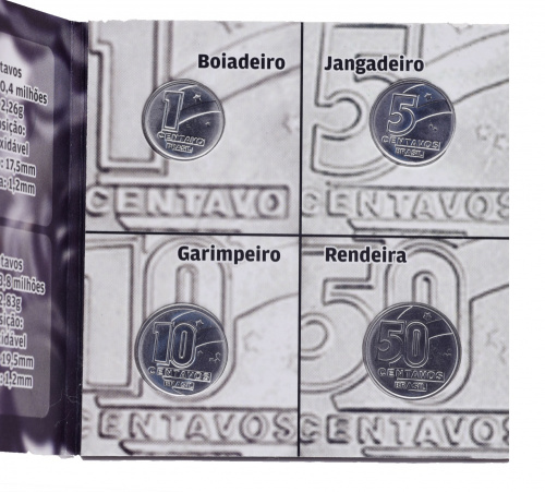 фото Бразилия набор из 4 монет 1989 UNC 1, 5, 10, 50 сентаво в сувенирной упаковке