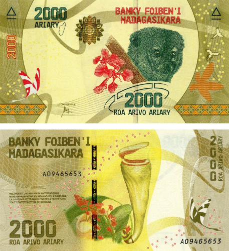 фото Мадагаскар 2000 ариари 2017 UNC Обезьяна (P101)