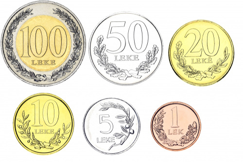 фото Албания набор из 6 монет 2000-2016 UNC 1, 5, 10, 20, 50, 100 лек