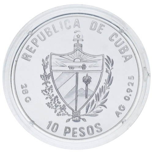 фото Куба 10 песо 1990 Серебро Proof XXV летние Олимпийские игры в Барселоне 1992 года - Спортивная гимнастика