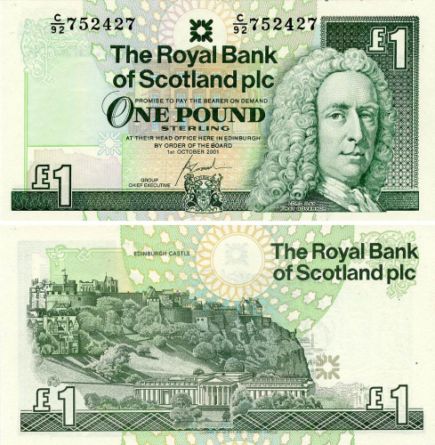 фото Шотландия 1 фунт 2001 UNC (P351e)