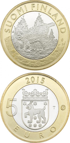 фото Финляндия 5 евро 2015 «Рысь» UNC (KM#241)