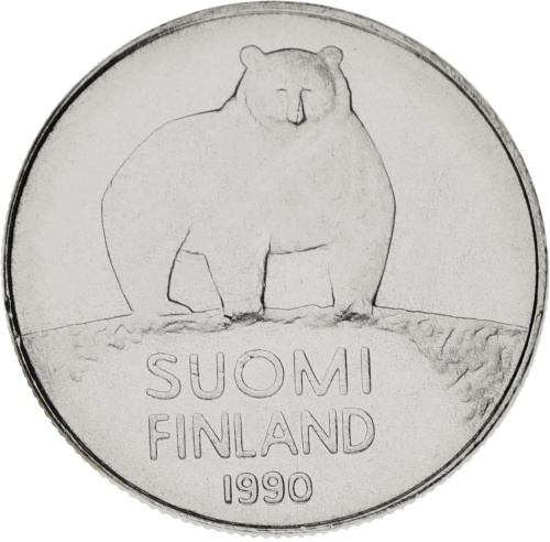 фото Финляндия 50 пенни 1990 UNC Медведь
