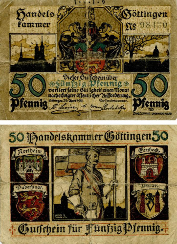 фото Германия Нотгельд  50 пфеннигов 1917 G-VG Эттинген