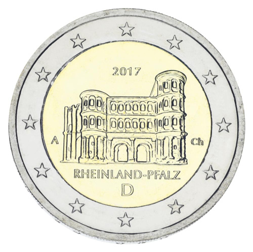 фото Германия 2 евро 2017 Биметалл UNC A Рейнланд-Пфальц