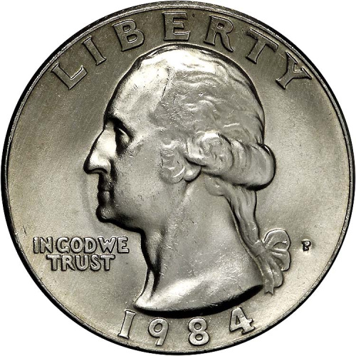 фото США 25 центов (квотер) 1984 VF (KM#A164a)