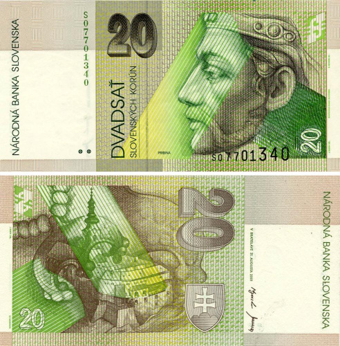 фото Словакия 20 крон 2001 UNC (P20e)
