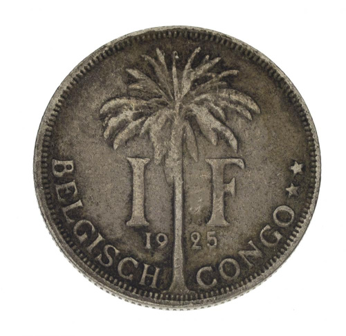 фото Конго Бельгийское 1 франк 1925 G-VG (km#21)