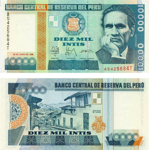 фото Перу 10000 инти 1988 UNC (P140)