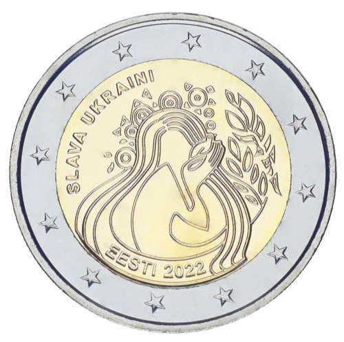 фото Эстония 2 евро 2022 Биметалл UNC Украина