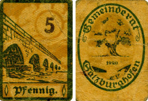 фото Германия Нотгельд  5 пфеннигов 1920  F-VF Гайсбург